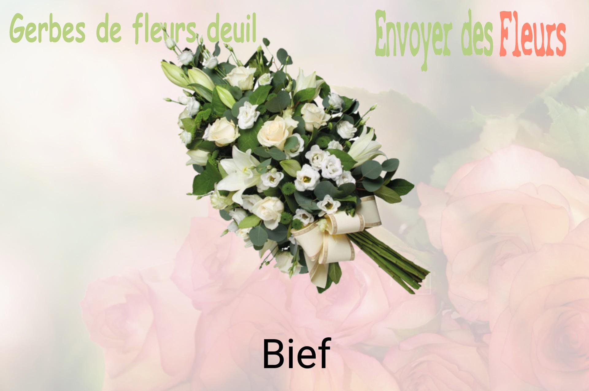 Gerbe de fleurs de deuil livrée à Bief
